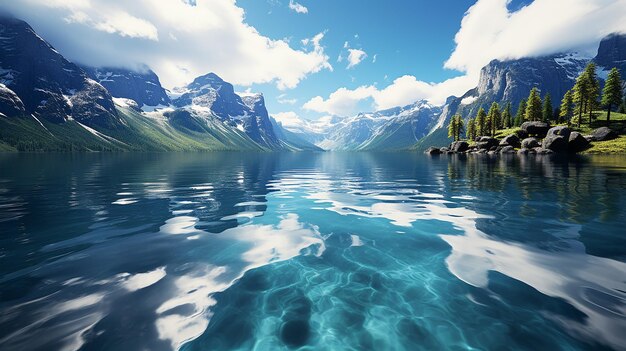 Une photo 3D d'un beau paysage