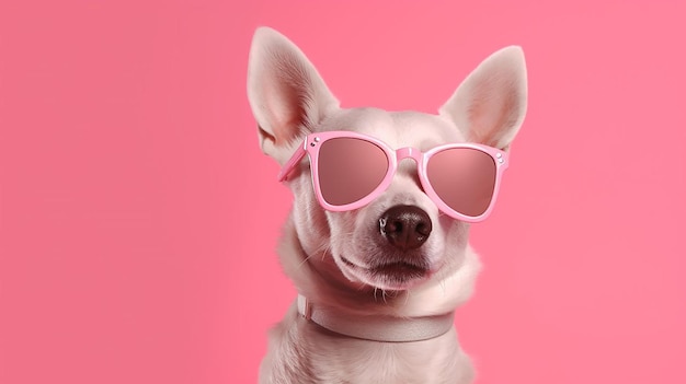 Photo 3D d'un chien portant des lunettes de soleil