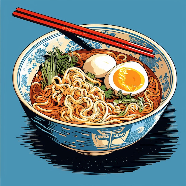 Photo photo 3d de délicieuses nouilles ramen illustration faite avec l'ia générative