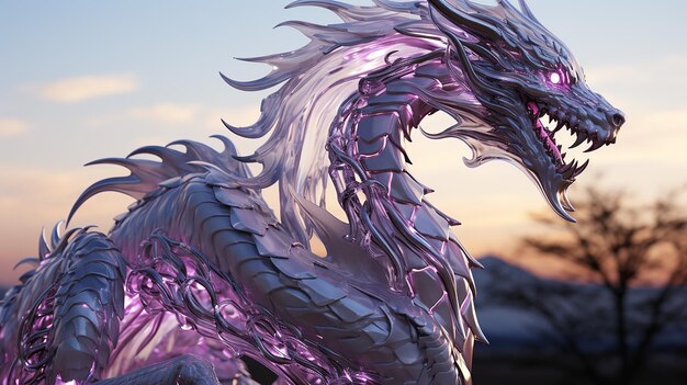 Photo une photo 3d du dragon violet