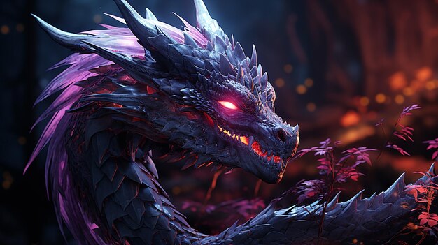 Photo une photo 3d du dragon violet