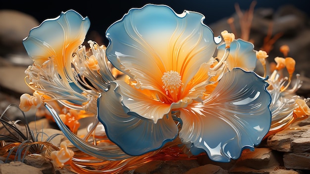 Une photo 3D d'une fleur de plage artificielle