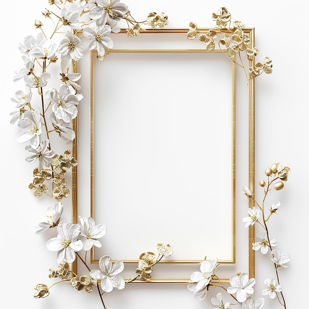 Photo 3D d'une image encadrée en blanc d'un cadre avec un fond blanc