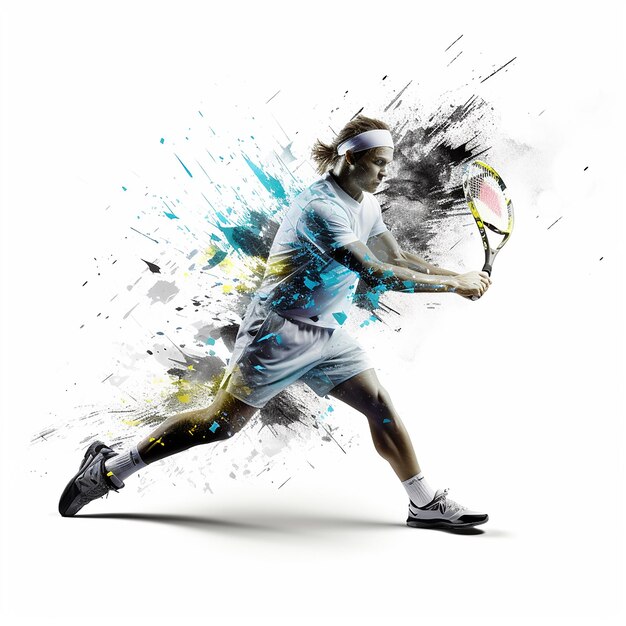 Photo photo 3d d'un joueur de tennis d'art numérique réalisée avec l'ia générative