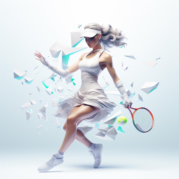 Photo 3D d'une joueuse de tennis faite avec de l'IA générative