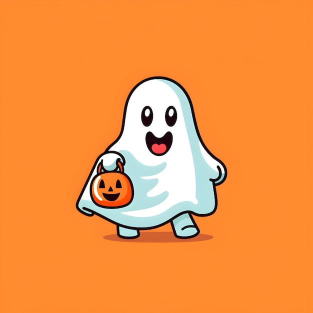 Photo 3d mignon fantôme emoji emoticon ou élément d'illustration pour la fête d'Halloween génératif ai