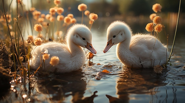 Une photo 3D d'un papier peint de canard