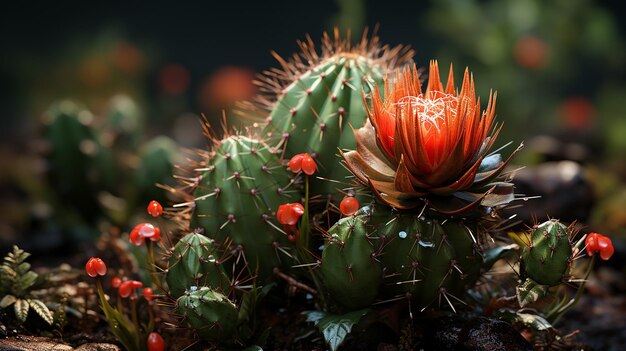 Une photo 3D d'un papier peint de la fleur de cactus