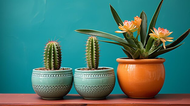 Une photo 3D d'un papier peint de la fleur de cactus