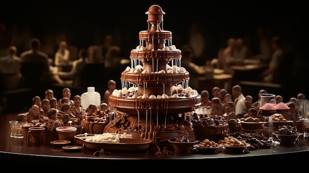 Une photo 3D d'un papier peint de gâteau au chocolat