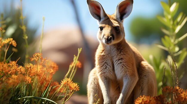 Une photo 3D d'un papier peint kangourou