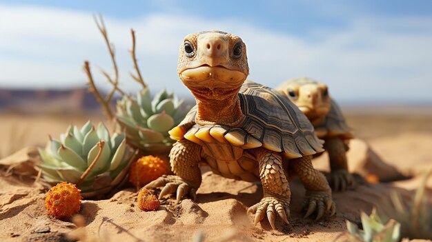 Une photo 3D d'un papier peint de tortue