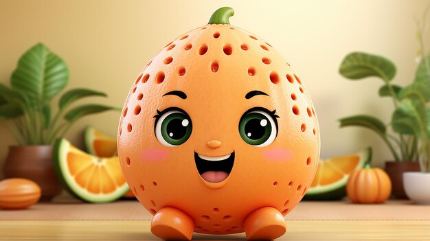 photo 3d d'un personnage de dessin animé mignon de fruits