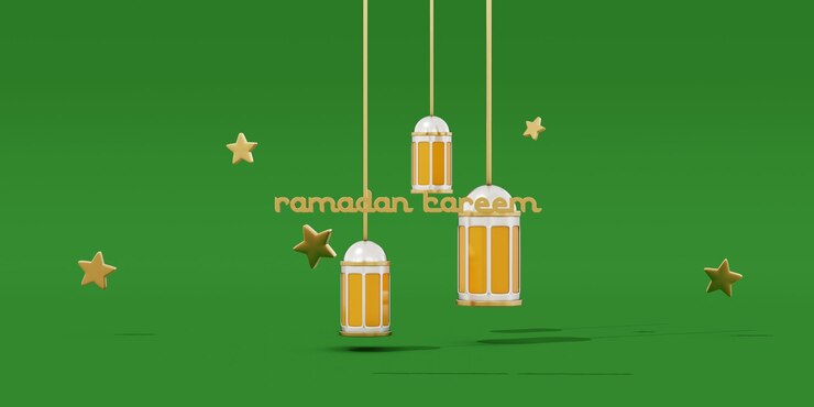 Photo photo 3d représentant la célébration islamique du ramadan kareem avec une lanterne et un ornement d'étoiles