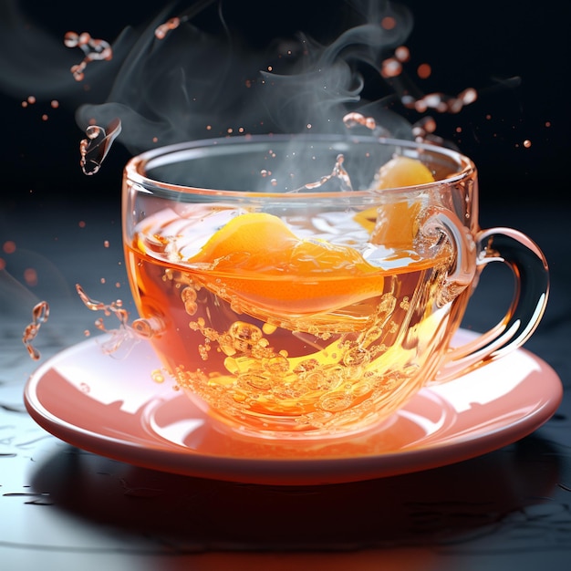 Photo 3D d'une tasse de thé photo réaliste