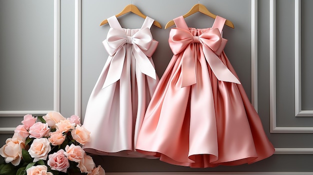 Une photo 3D de vêtements de bébé et d'une robe décente pour une fille