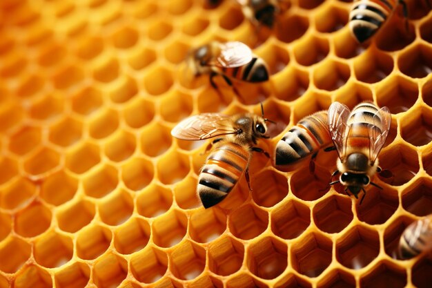 Une photo d'une abeille symphonique d'abeille dorée