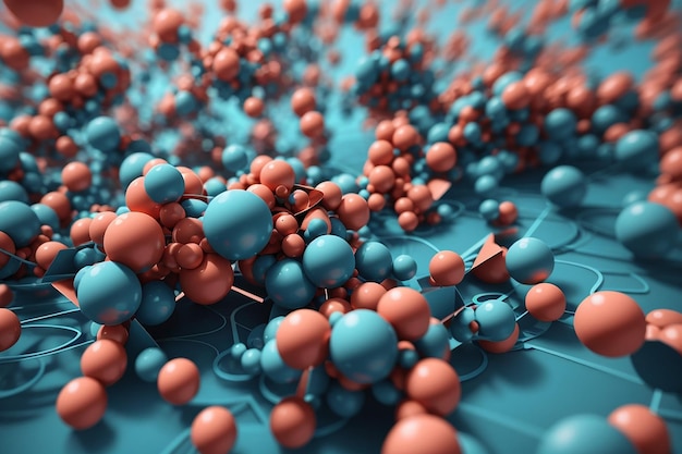 Photo abstrait d'atomes en mouvement, illustration 3d de haute qualité
