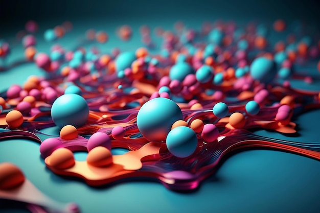 Photo abstrait d'atomes en mouvement, illustration 3d de haute qualité