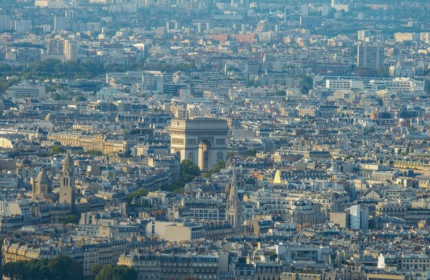 Photo la photo de l'ach de triomphe a été prise depuis la tour montparnasse