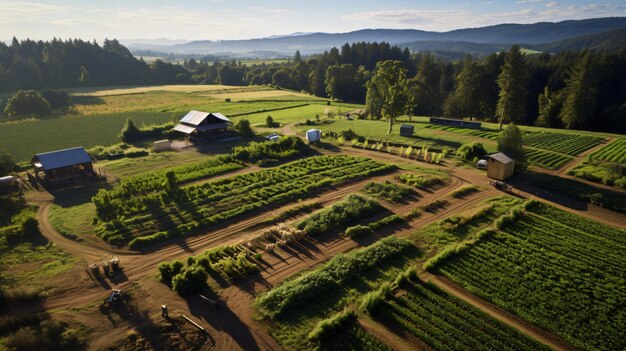 Photo photo aérienne d'un drone montrant des champs