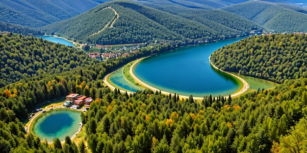 Photo aérienne du lac Golcuk à Bolu Karacasu Turquie