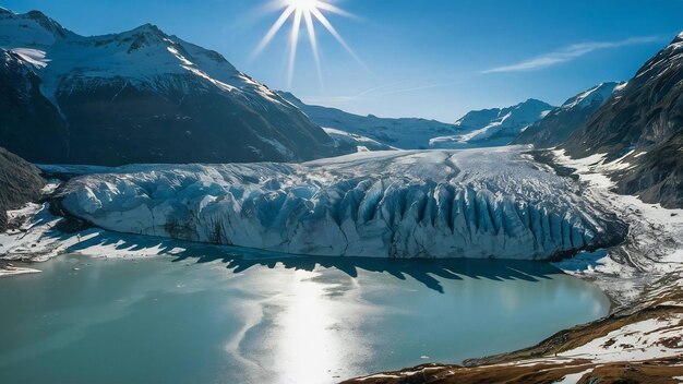 Une photo aérienne du magnifique glacier Hintertux sous la lumière du soleil