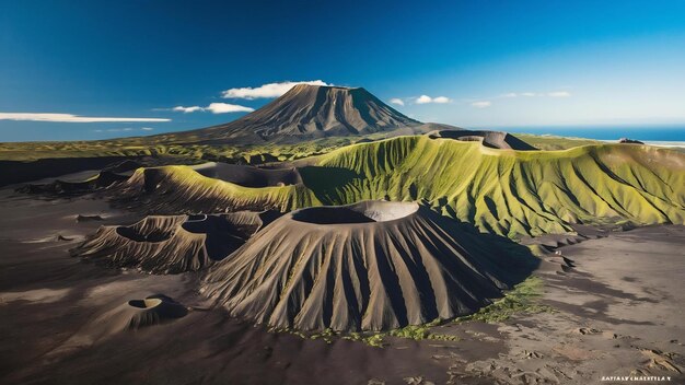 Photo une photo aérienne du parc national de timanfaya à lanzarote, en espagne, en plein jour