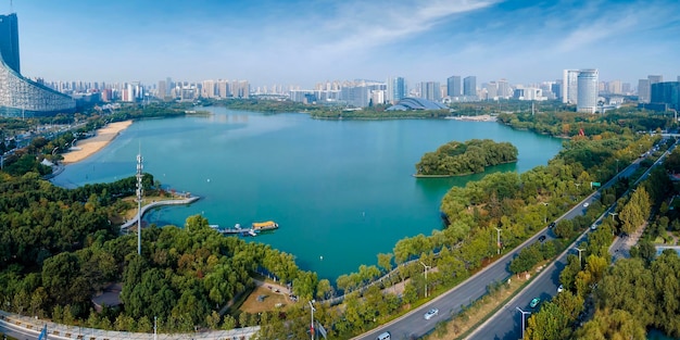 Photo aérienne du paysage urbain de Hefei dans l'Anhui