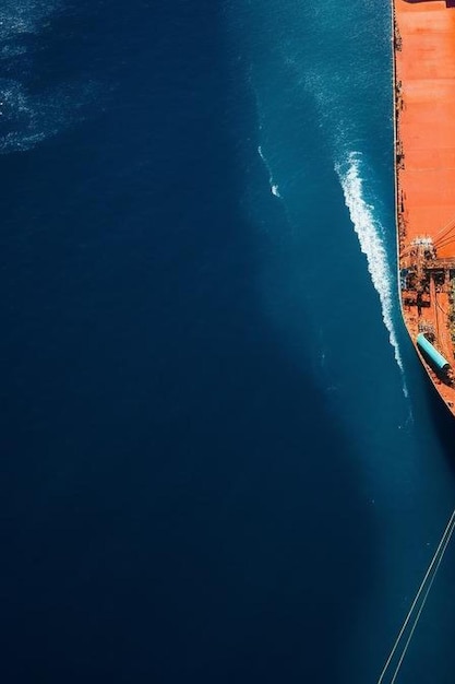 Photo aérienne de haut en bas d'un pétrolier et d'un pétroliers industriels en croisière en haute mer