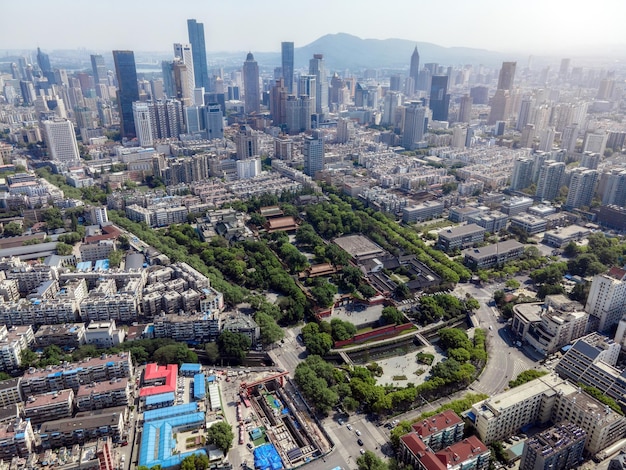 Photo aérienne de l'horizon du paysage architectural moderne à Nanjing en Chine