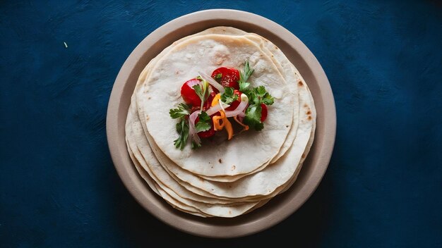 Photo une photo aérienne de pain de tortilla l'un sur l'autre