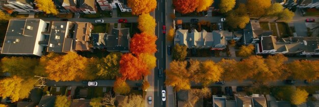 photo aérienne d'une route à l'automne