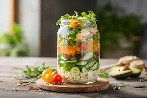 Une photo aérienne d'une salade servie dans un bateau d'ananas mûr