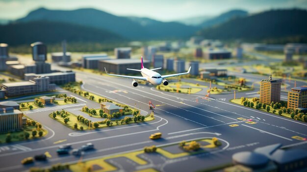 Photo une photo d'un aéroport de jouet équipé d'un avion miniature