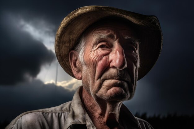 Photo d'un agriculteur dans l'œil du cyclone