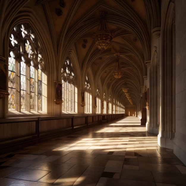 Photo ai de la salle intérieure du château