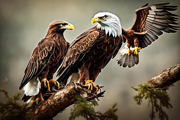 une photo d'un aigle majestueux sur un fond blanc