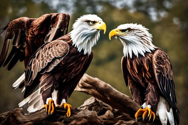 Une photo d'un aigle majestueux sur un fond blanc.