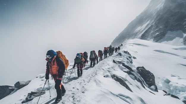 Photo des alpinistes atteignant le sommet de l'Everest