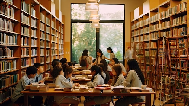 photo de l'ambiance de la bibliothèque à l'école