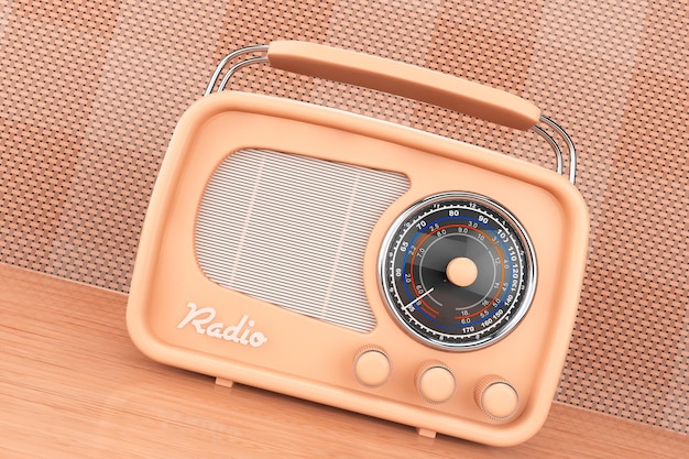 Photo à l'ancienne. Vintage Radio sur fond de mur avant de table