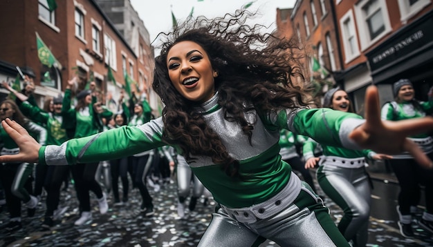 Photo une photo animée d'une représentation de danse dans un défilé de la saint-patrick