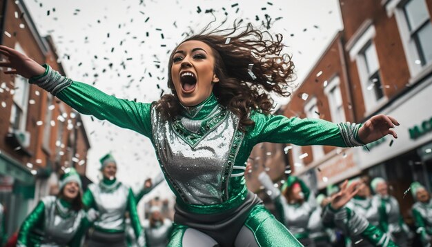 Photo une photo animée d'une représentation de danse dans un défilé de la saint-patrick