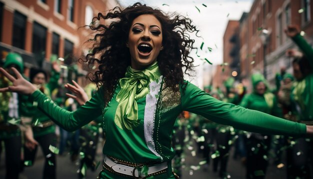 Photo une photo animée d'une représentation de danse dans un défilé de la saint-patrick