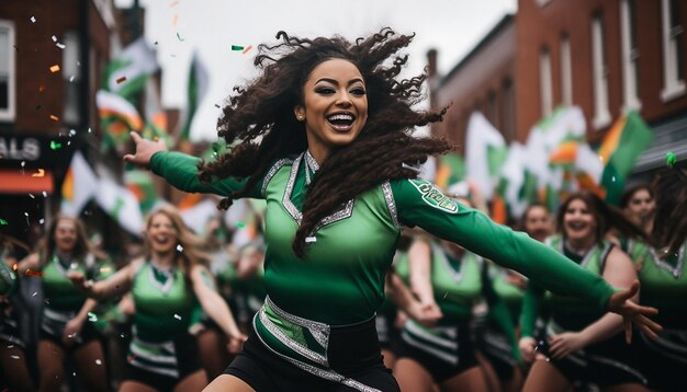 Photo une photo animée d'une représentation de danse dans un défilé de la saint-patrick