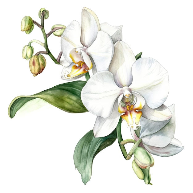 Photo aquarelle d'une orchidée blanche