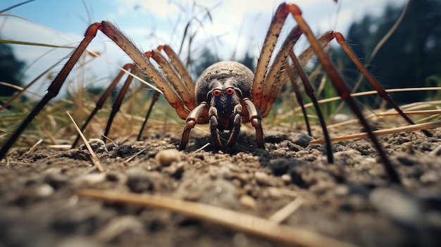 Une photo de l'araignée Harvestman sur un sol