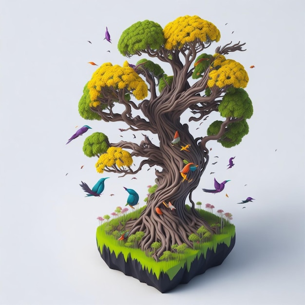 Photo d'arbre mystique futuriste bonsaï miniature