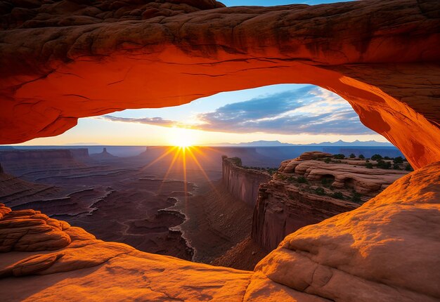 Photo de l'arche de mesa au lever du soleil du matin